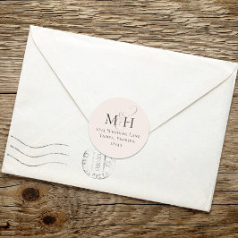 Adesivo Redondo Endereço de devolução simples de monograma com Blu