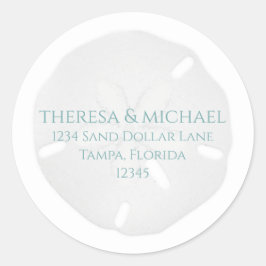 Adesivo Redondo Endereço de devolução simples do dólar de areia da