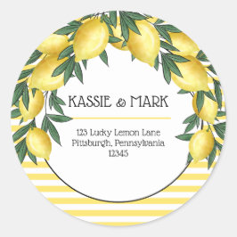 Adesivo Redondo Endereço de devolução tropical do limão de aperto 