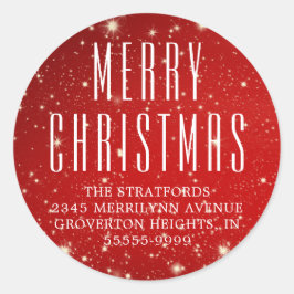 Adesivo Redondo Endereço de Devolução Vermelha Simples de NATAL DE