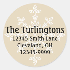 Adesivo Redondo Endereço de devolução White Snowflake Personalizad