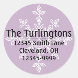 Adesivo Redondo Endereço de devolução White Snowflake Personalizad