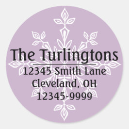 Adesivo Redondo Endereço de devolução White Snowflake Personalizad