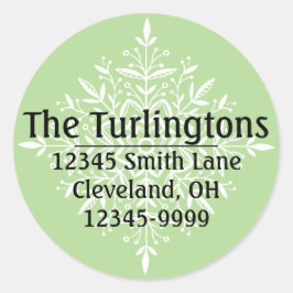 Adesivo Redondo Endereço de devolução White Snowflake Personalizad