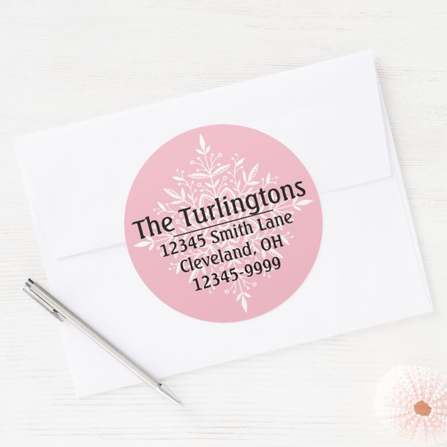 Adesivo Redondo Endereço de devolução White Snowflake Personalizad (Envelope)