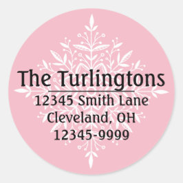 Adesivo Redondo Endereço de devolução White Snowflake Personalizad