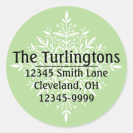 Adesivo Redondo Endereço de devolução White Snowflake Personalizad