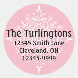 Adesivo Redondo Endereço de devolução White Snowflake Personalizad