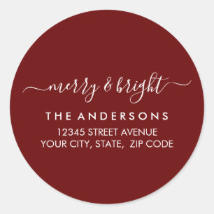 Adesivo Redondo Endereço de Feliz de Feriado de Natal Brilhante
