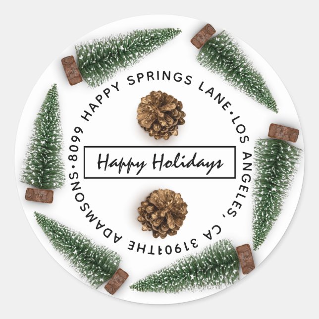 Adesivo Redondo Endereço de Feriados Felizes Endereço de Família E (Frente)