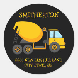 Adesivo Redondo Endereço de Festa de aniversário do Filho do Camin