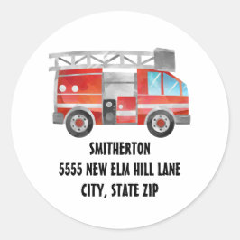 Adesivo Redondo Endereço de Festa de aniversário do Red Firecaminh