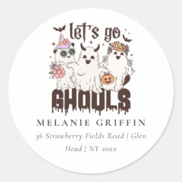 Adesivo Redondo Endereço de Ghouls do Vamos do Retro Halloween Gho