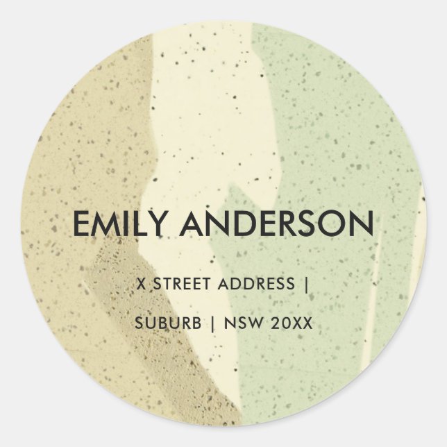 ADESIVO REDONDO ENDEREÇO DE ONDAS MODERNAS DE ABSTRATO DE CINZA DE (Frente)