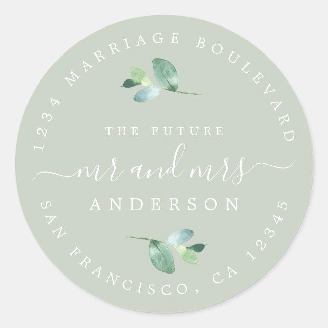 Adesivo Redondo Endereço de Regresso da Sra. Foliage (Frente)