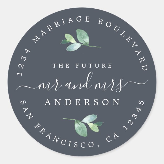 Adesivo Redondo Endereço de Regresso da Sra. Foliage (Frente)