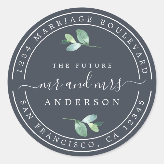 Adesivo Redondo Endereço de Regresso da Sra. Foliage (Frente)