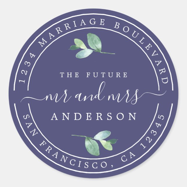 Adesivo Redondo Endereço de Regresso da Sra. Foliage (Frente)