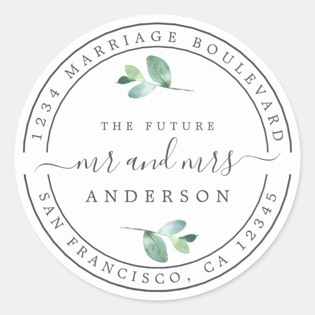 Adesivo Redondo Endereço de Regresso da Sra. Foliage (Frente)