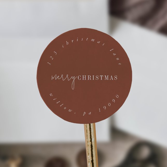 Adesivo Redondo Endereço de Retorno Circular de Terracotta Chic Mo (Criador carregado)