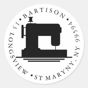 Adesivo Redondo endereço de retorno costura Nome da empresa artes