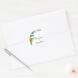 Adesivo Redondo Endereço de Retorno de Casamento Primavera Verão F