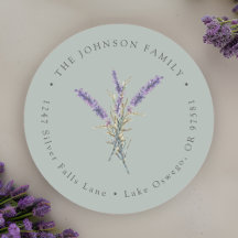 Endereço de Retorno de Flores de Lavanda em Aquare