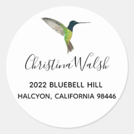 Adesivo Redondo Endereço de retorno de Hummingbird