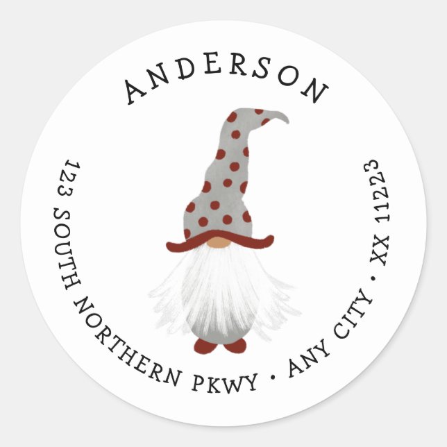 Adesivo Redondo Endereço de retorno do gnomo branco (Frente)