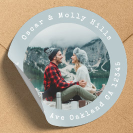 Adesivo Redondo Endereço de Retorno do Seu Foto Sticker Redondo Cl