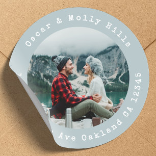 Adesivo Redondo Endereço de Retorno do Seu Foto Sticker Redondo Cl