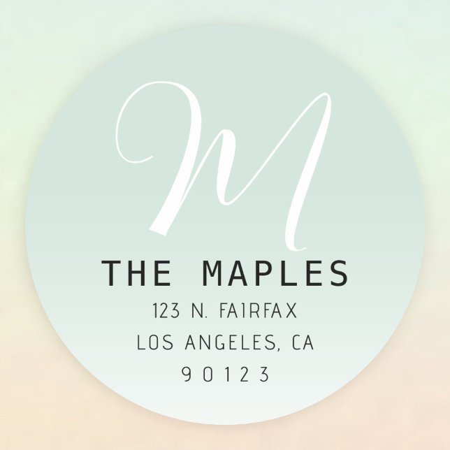 Adesivo Redondo Endereço de Retorno Inicial de Script Moderno | Mã (Criador carregado)