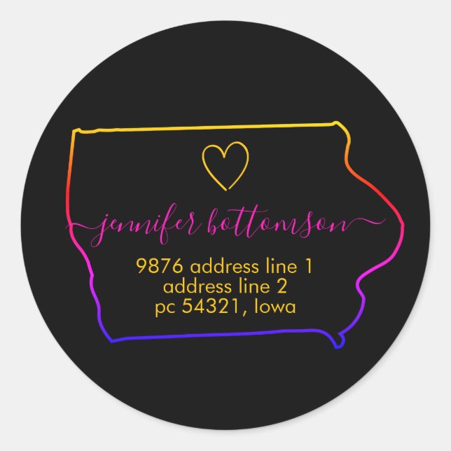 Adesivo Redondo Endereço de retorno inicial do Rainbow Signature I (Frente)