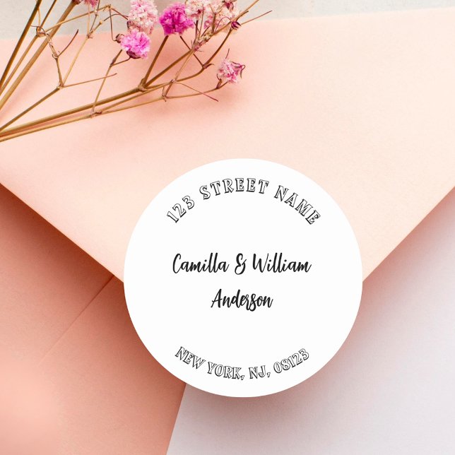 Adesivo Redondo Endereço de retorno mínimo de script moderno (Criador carregado)