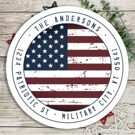 Adesivo Redondo Endereço de retorno Patriótico Militar de Bandeira