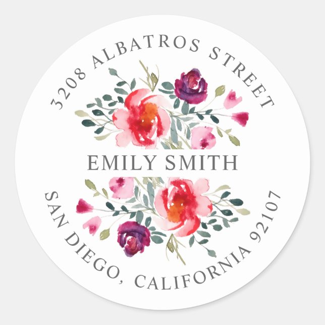 Adesivo Redondo Endereço de Retorno Personalizado I Motif Botânico (Frente)