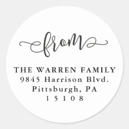 Adesivo Redondo Endereço de retorno preto e branco simples