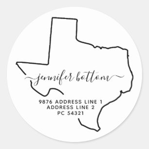 Adesivo Redondo Endereço de Retorno Texas Nova Casa