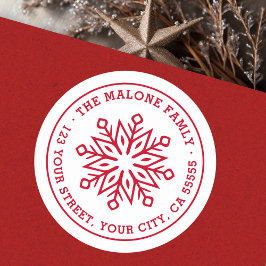 Adesivo Redondo Endereço de retorno vermelho mínimo moderno do flo