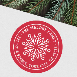 Adesivo Redondo Endereço de retorno vermelho mínimo moderno do flo