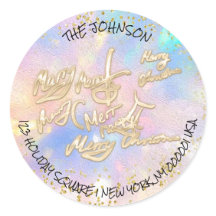 Endereço de RSVP de Natal Dourado Holográfico