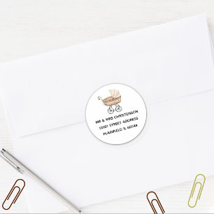 Adesivo Redondo Endereço do Comprador de Brinquedos do Chá de fral