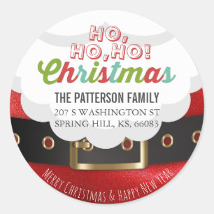 Adesivo Redondo Endereço do Feliz ano novo de Natal do Santa Claus