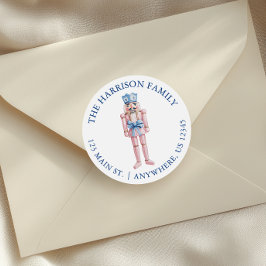 Adesivo Redondo Endereço do Invólucro Azul de Chinoiserie Toile