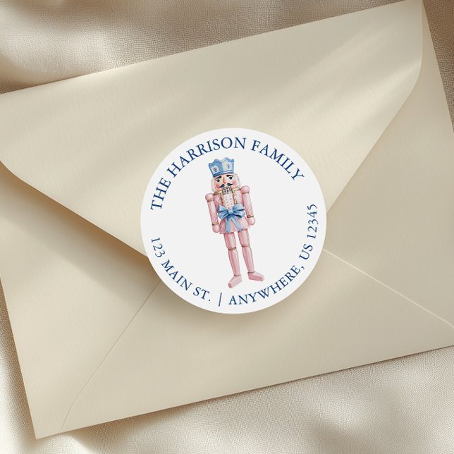 Adesivo Redondo Endereço do Invólucro Azul de Chinoiserie Toile (Criador carregado)