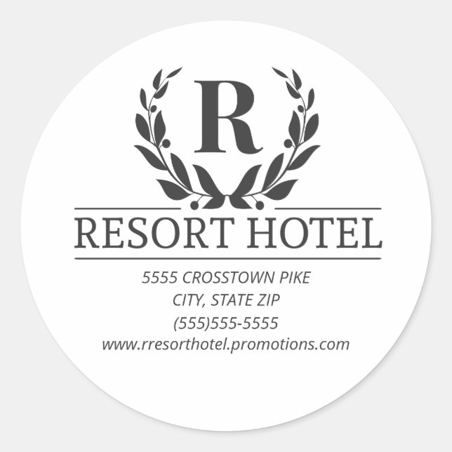 Adesivo Redondo Endereço do Logotipo da Sua Empresa (Frente)