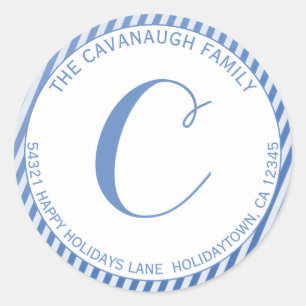 Adesivo Redondo Endereço do Monograma da Faixa de Folha de Prata A