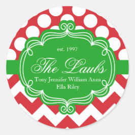 Adesivo Redondo Endereço do Nome da Família Natal Férias