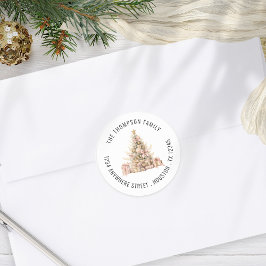 Adesivo Redondo Endereço do Nome de Devolução da Árvore de Natal D