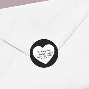 Adesivo Redondo Endereço do remetente branco minimalista moderno